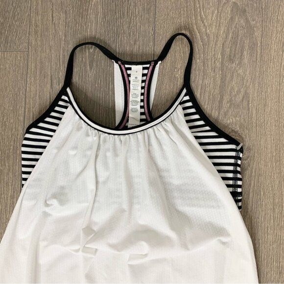 Lululemon No Limits Tank Top White Classic Stripe Black White Black Size 4 - Picture 5 of 16